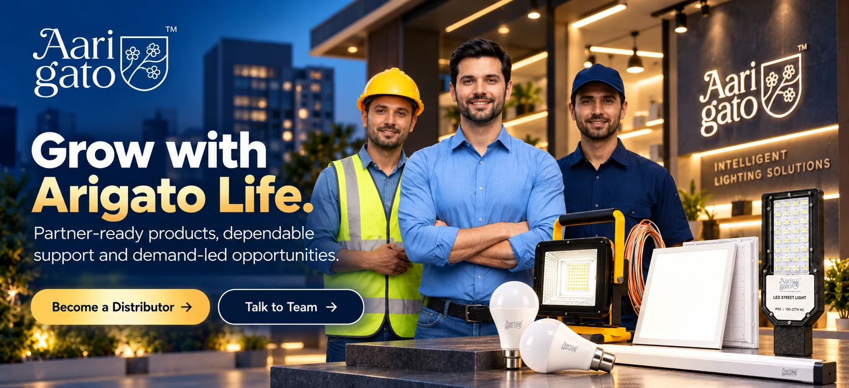 Arigato Life lighting campaign: Grow with Arigato Life.