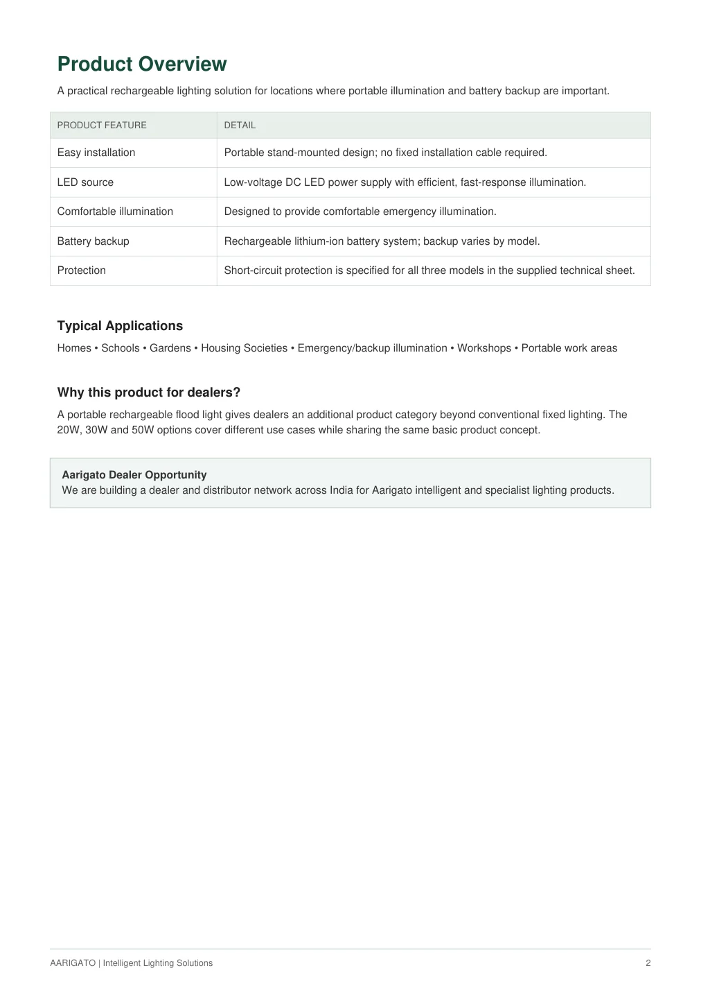 Original product catalogue page: Product Overview